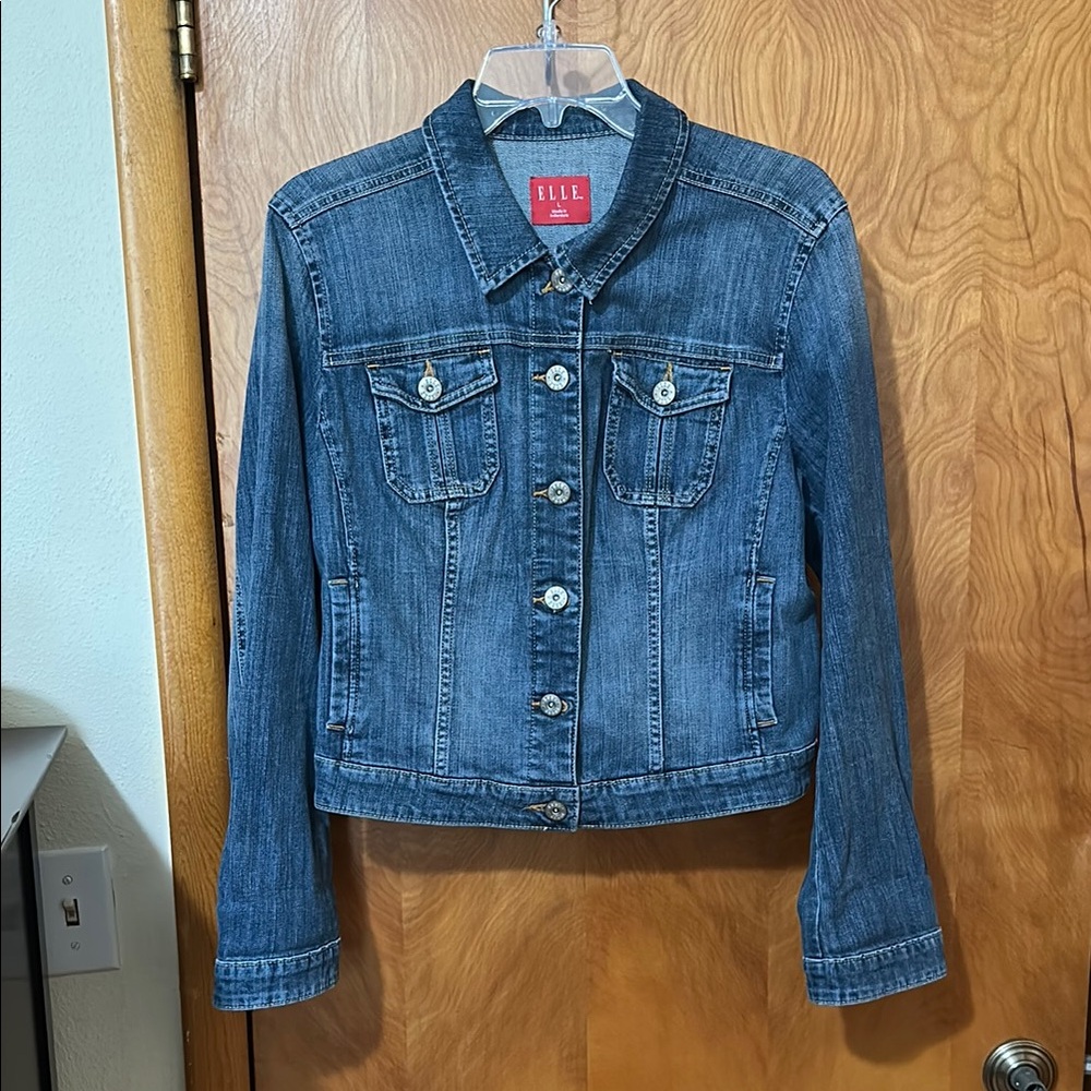 Elle Blue Jean Jacket Classic Style size large - Picture 2 of 5